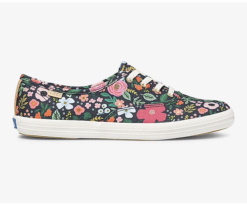 Keds Women's X Rifle Paper Co Washable Champion Wild Rose Navy Lace Up Shoes - PY1953207